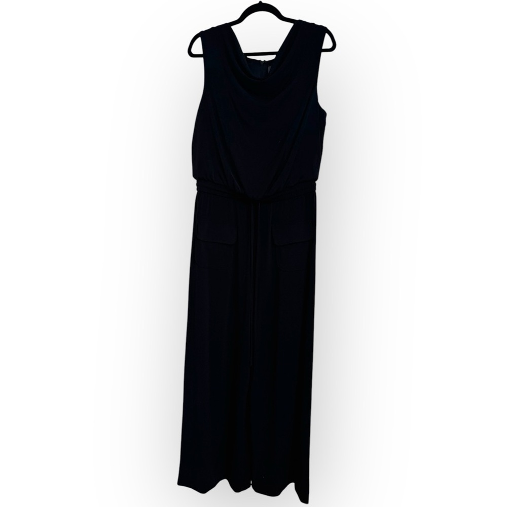 VINCE CAMUTO Cowl Neck Wide-Leg Jersey Jumpsuit, Large, Black - Picture 4 of 12